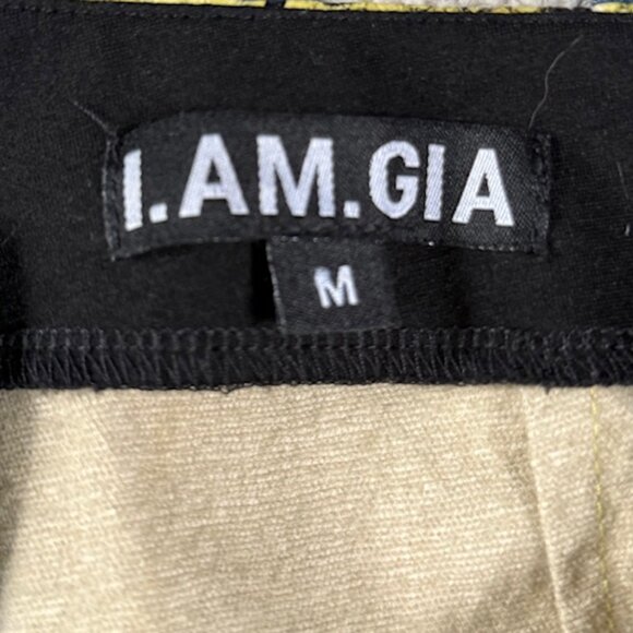 I.AM.GIA Snakeskin Yellow Green Print Faux High Waist Pants Zip All Around M EUC - Picture 10 of 11